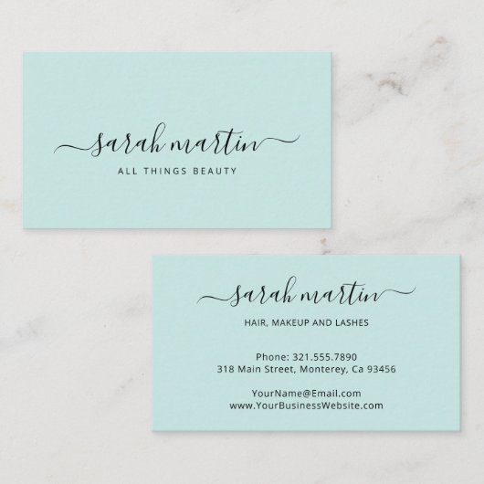 シンプルエレガントティール（緑がかった色）ターコイズ 名刺