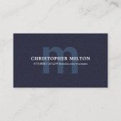 シンプルエレガントテクスチャ青モノグラムコンサルタント 名刺 (正面)