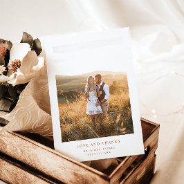 シンプルエレガントテラコッタ文字と写真 | 結婚s サンキューカード