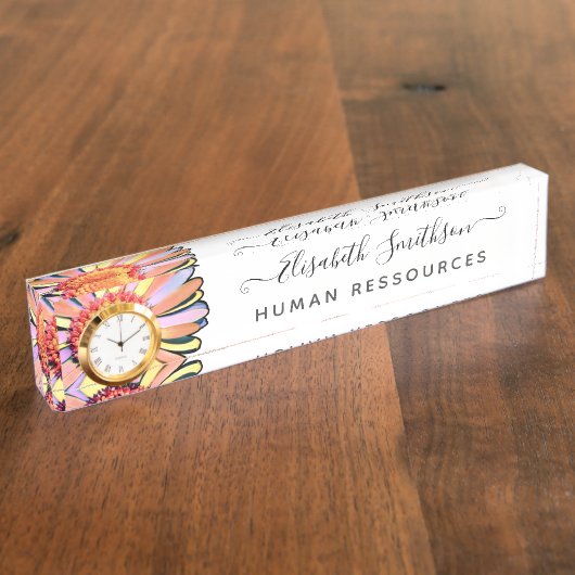 シンプルエレガントデイジーカスタムプロフェッショナルフローラ デスクネームプレート (側面)