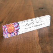 シンプルエレガントデイジーカスタムプロフェッショナルフローラ デスクネームプレート (側面)