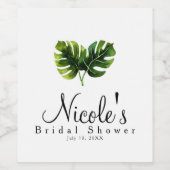 シンプルエレガントトロピカル葉パームスシッ結婚ク ワインラベル (シングルラベル)