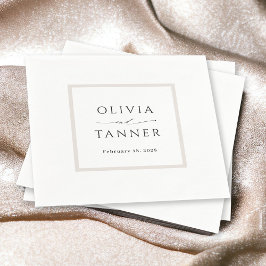 シンプルエレガントニュートラル・ベージュとホワイト結婚ズ スタンダードカクテルナプキン