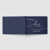 シンプルエレガントネイビーブルー結婚ズゲストブック ゲストブック (全面)