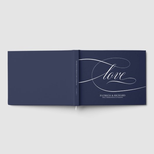 シンプルエレガントネイビーブルー結婚ズゲストブック ゲストブック (全面)