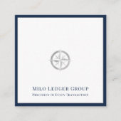 シンプルエレガントネイビーブルー縁ど スクエア名刺 (正面)