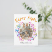 シンプルエレガントハッピーイースター家族1枚 シーズンポストカード (スタンド正面)