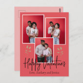 シンプルエレガントハッピーバレンタインデーカップル写真 ポストカード (正面/裏面)