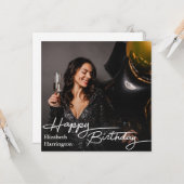 シンプルエレガントハッピーバースデー カード (正面/裏面インサイチュ)