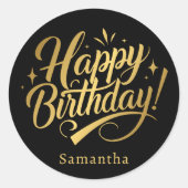 シンプルエレガントハッピーバースデー ラウンドシール (正面)