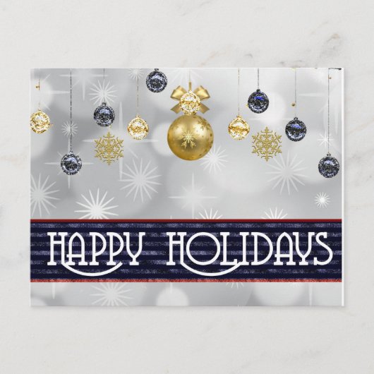 シンプルエレガントハッピーホリデーメリークリスマス シーズンポストカード (正面)