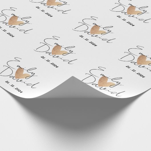 シンプルエレガントハートの名結婚前 ラッピングペーパー (角)