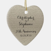 シンプルエレガントハートカスタムアニバーサリークリスマス セラミックオーナメント (右)