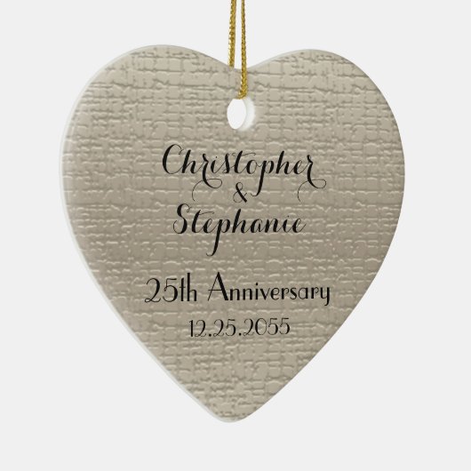 シンプルエレガントハートカスタムアニバーサリークリスマス セラミックオーナメント (右)