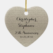 シンプルエレガントハートカスタムアニバーサリークリスマス セラミックオーナメント (裏面)