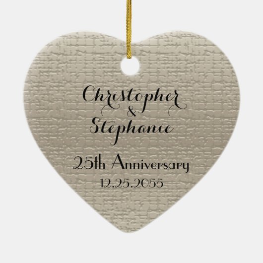シンプルエレガントハートカスタムアニバーサリークリスマス セラミックオーナメント (裏面)