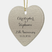 シンプルエレガントハートカスタムアニバーサリークリスマス セラミックオーナメント (左)