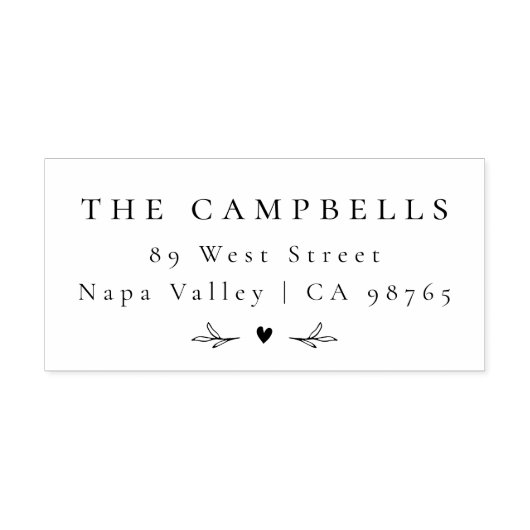 シンプルエレガントハートパーソナライズされた名と住所 セルフインキングスタンプ (デザイン)