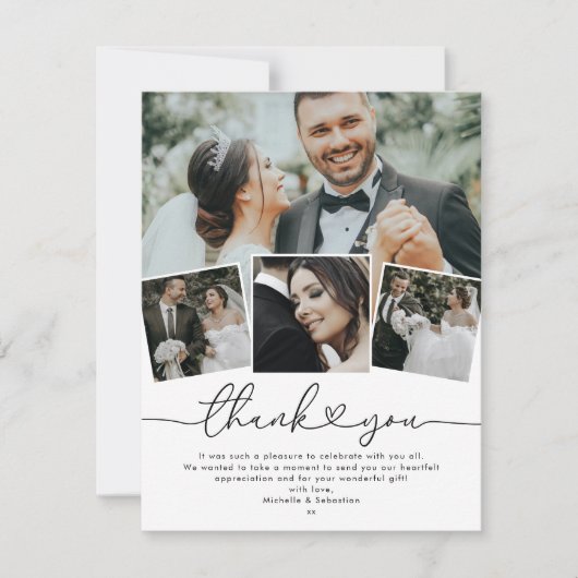 シンプルエレガントハート結婚の写真 サンキューカード (正面)