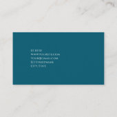 シンプルエレガントバジェット無地のカラーモダンティール(緑がかった色) 名刺 (裏面)