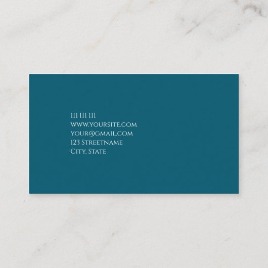 シンプルエレガントバジェット無地のカラーモダンティール（緑がかった色） 名刺 (裏面)