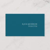 シンプルエレガントバジェット無地のカラーモダンティール（緑がかった色） 名刺 (正面)