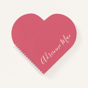 シンプルエレガントバラピンクパーソナライズされたハート ノートブック