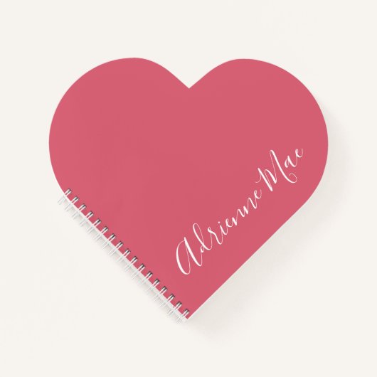 シンプルエレガントバラピンクパーソナライズされたハート ノートブック (正面)