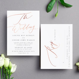 シンプルエレガントバラ金ゴールドとRsvpの背面結婚付き 招待状