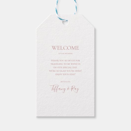 シンプルエレガントバラ金ゴールド結婚の歓迎 ギフトタグ (正面)