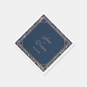 シンプルエレガントバラ金ゴールド&ネイビー結婚ズ スタンダードカクテルナプキン (角)