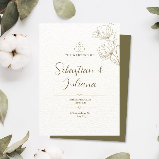 シンプルエレガントパーソナライズされた写真結婚の 箔招待状