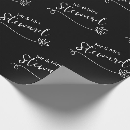 シンプルエレガントパーソナライズされた名結婚の ラッピングペーパー (角)