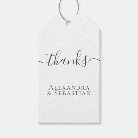 シンプルエレガントパーソナライズされた結婚の感謝 ギフトタグ (正面)