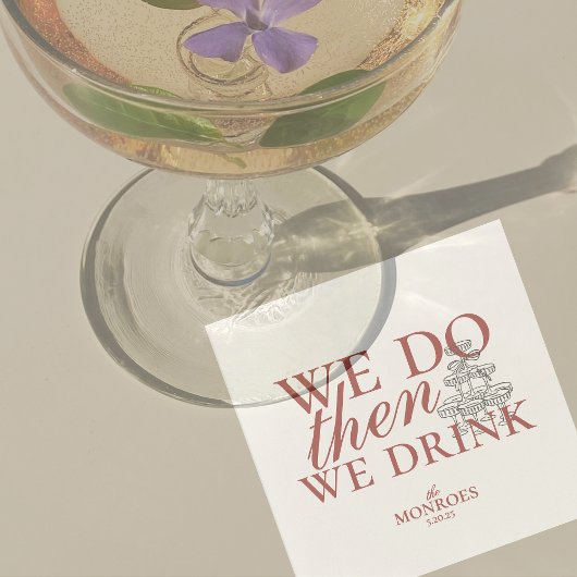 シンプルエレガントパーソナライズされたRed Script結婚の スタンダードカクテルナプキン