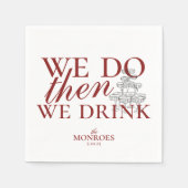 シンプルエレガントパーソナライズされたRed Script結婚の スタンダードカクテルナプキン (正面)