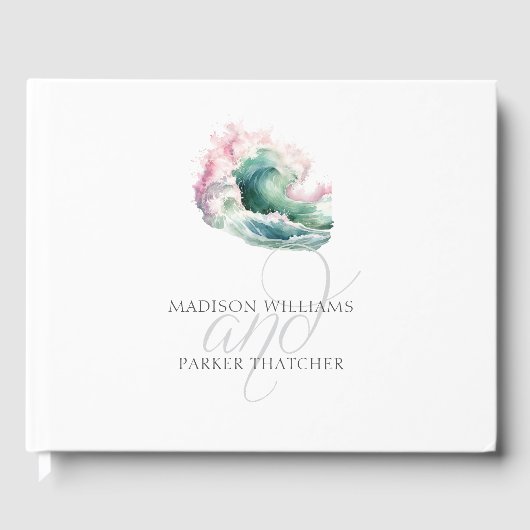 シンプルエレガントビーチ結婚式波 ゲストブック (正面)