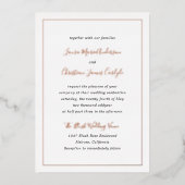 シンプルエレガントピフォーマルンク赤面結婚のバラ金ゴールド 箔招待状 (正面)