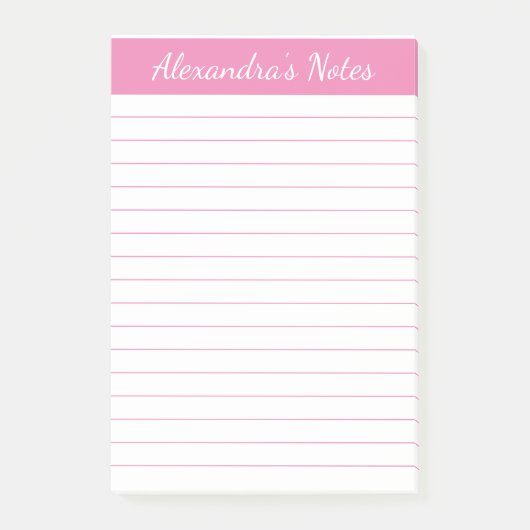 シンプルエレガントピンクのシックな台本が並パーソナライズされたぶ ポストイット (正面)