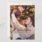 シンプルエレガントピンクのフレーム写真クリスマス シーズンカード (正面)