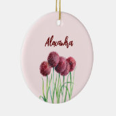 シンプルエレガントピンクアリウムフラワーウォーター色 セラミックオーナメント (右)