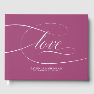 シンプルエレガントピンクカシス結婚ズゲストブック ゲストブック