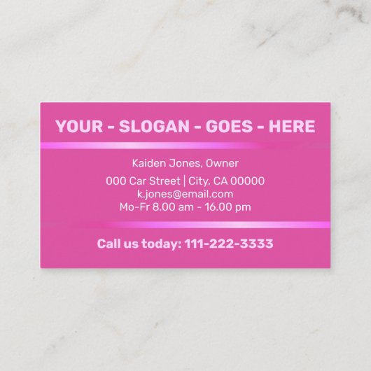シンプルエレガントピンクカーサービスの自動詳細 名刺 (裏面)