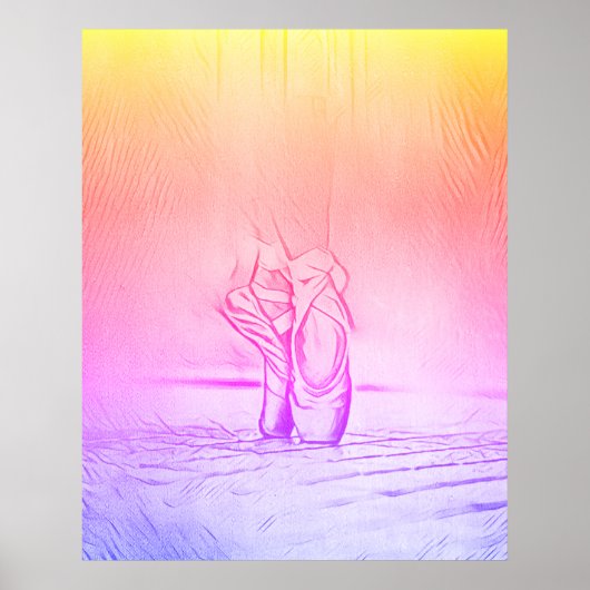シンプルエレガントピンクバレエ靴レインボー ポスター (正面)