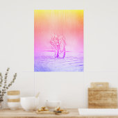 シンプルエレガントピンクバレエ靴レインボー ポスター (キッチン)