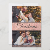 シンプルエレガントピンクフレーム2 Photo Christmas シーズンカード (正面)