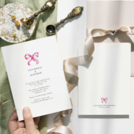 シンプルエレガントピンクボウコケ結婚ス 招待状