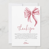 シンプルエレガントピンクボウブライダルシャワー サンキューカード (正面)