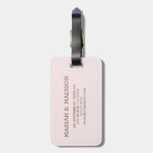 シンプルエレガントピンクメタルモノグラムの名 ラゲッジタグ (裏面縦)