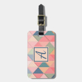 シンプルエレガントピンクモノグラム初期 ラゲッジタグ (正面縦)